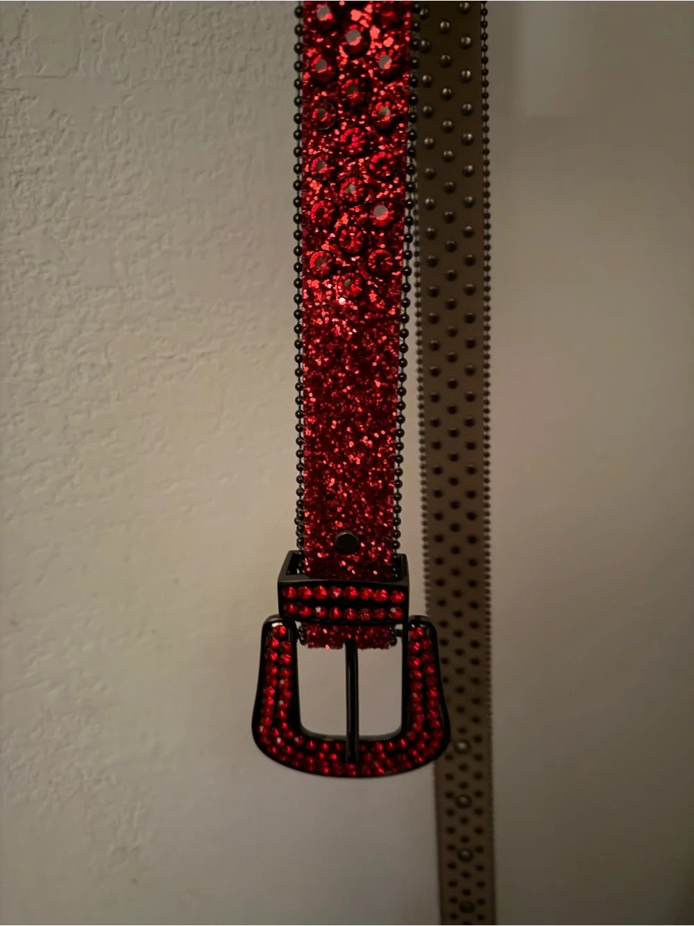 Red Crystal Embellished Men’s Belt